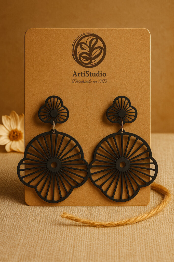 Pendientes flor geométrica 3D ArtiStudio