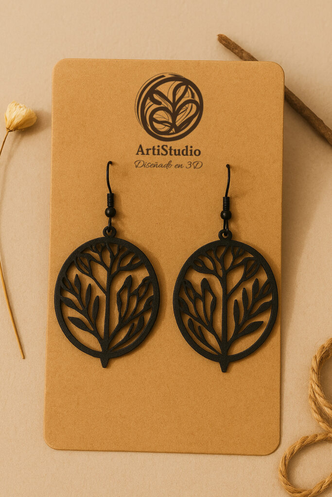 Pendientes hoja redonda 3D ArtiStudio