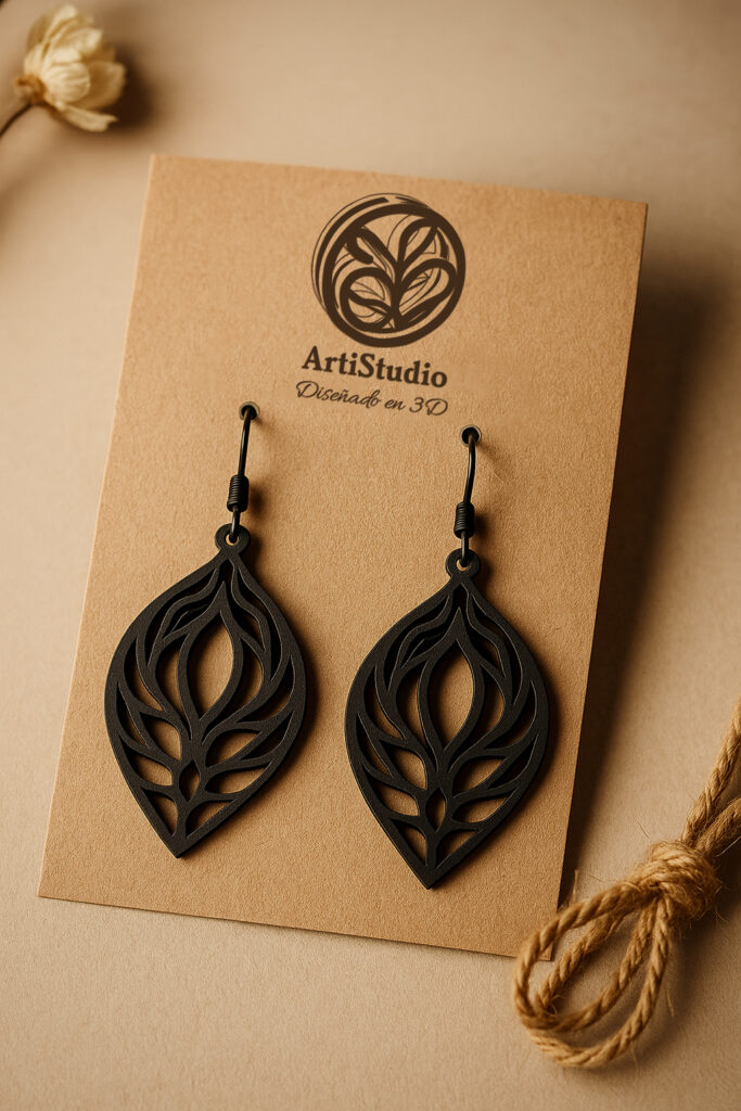 Pendientes hoja lágrima 3D ArtiStudio