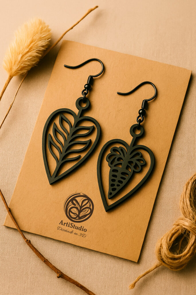 Pendientes hoja y zanahoria 3D ArtiStudio