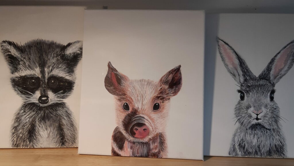 Cuadros en pintura acrílica de animales pintados a mano